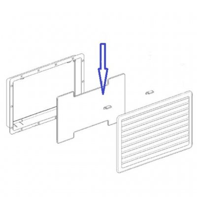 Placeret mellem gitter og ventil.