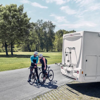Cykelholder til montering på bagsiden af et mobilhome.
