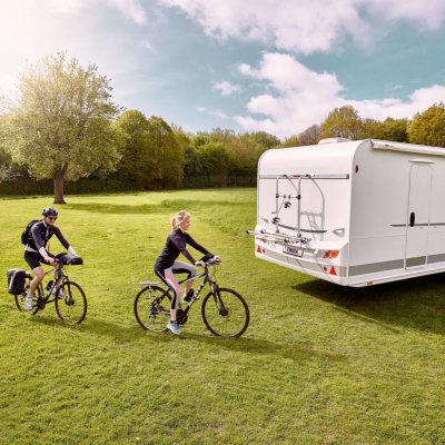Cykelholder til montering bag på en campingvogn.