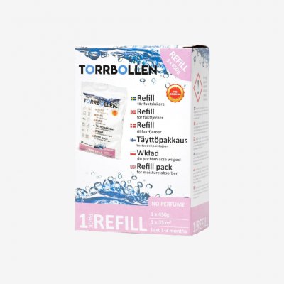Refill 1-pak brugt sammen med Torrbollen Original Moisture Absorber.